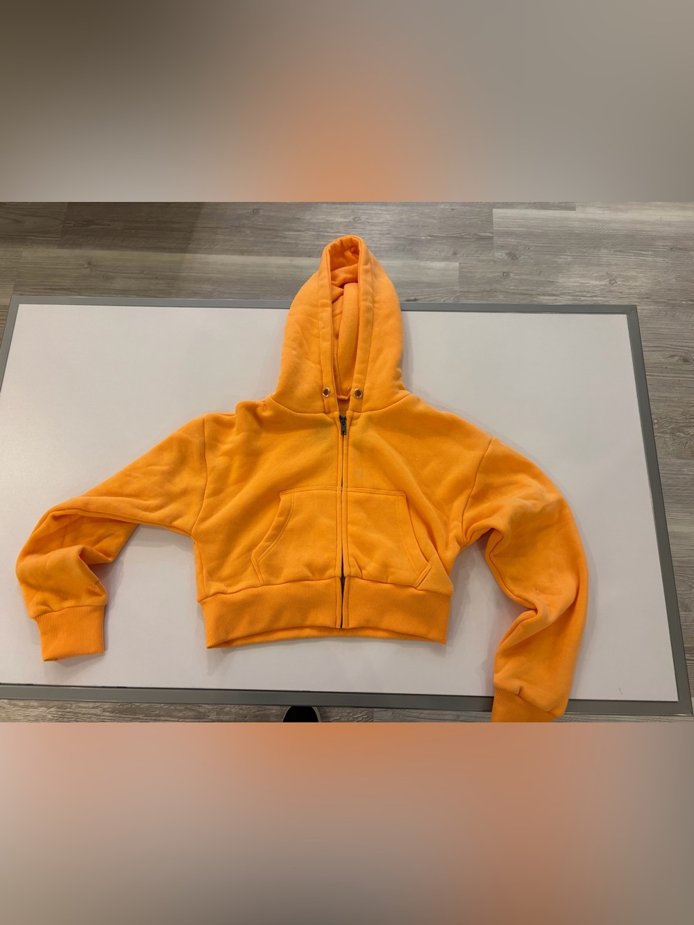 Katie J NYC Orange Cropped Zip Hoodie
